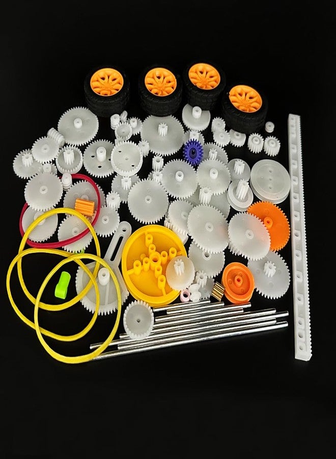URIMPAVIDO 82PCS Plastic Gears Set Motor Gear Accessories for DC Motor DIY Model Toys RC Car Robot Gear Replacement Module 0.5 Gears Axle Tire Gear Belt Bushings Rack DIY Set - Image 2